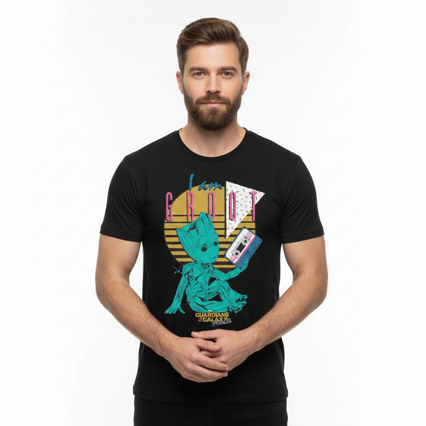 Camiseta Guardiões da Galáxia Groot Retrô Fita Cassete