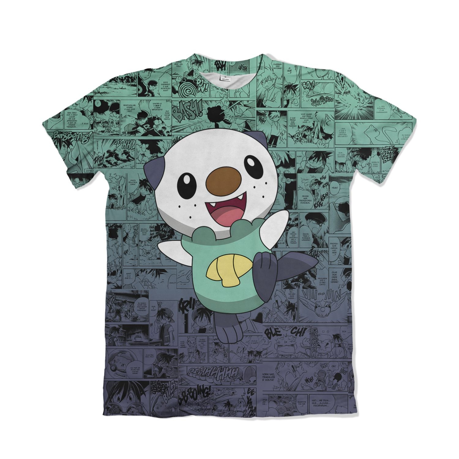 Camiseta Pokemón - Oshawott, Mangá - Azul