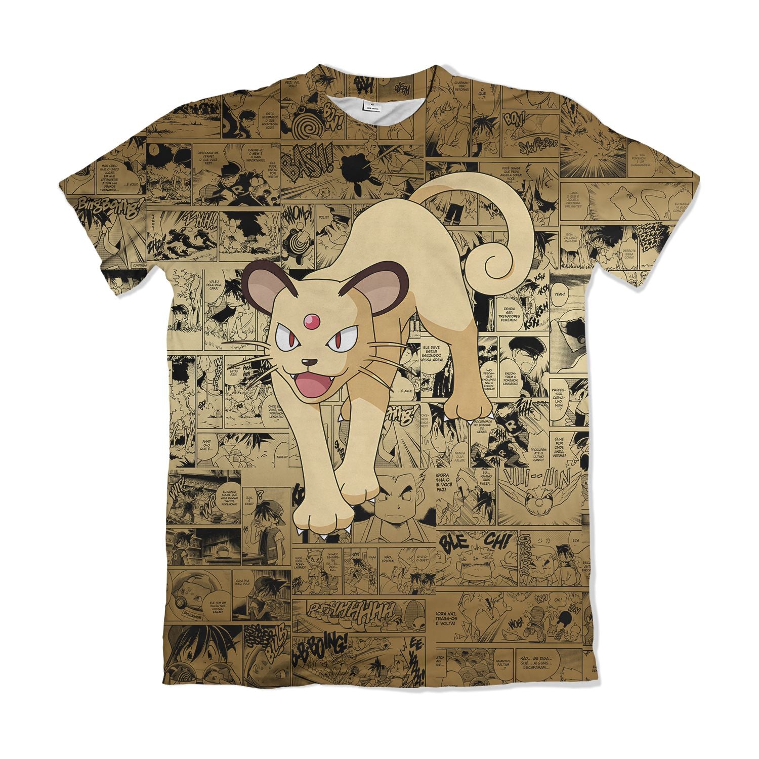 Camiseta Pokemón - Persian, Mangá - Amarelo