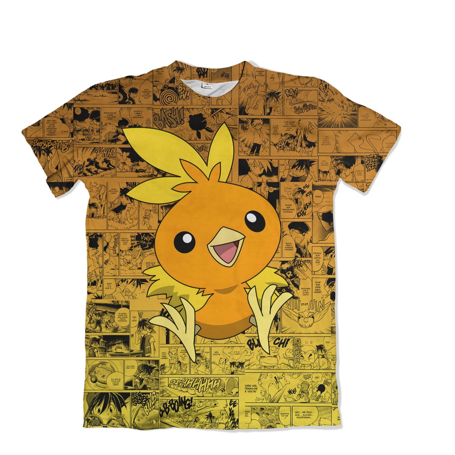 Camiseta Pokemón - Torchic, Mangá - Laranja