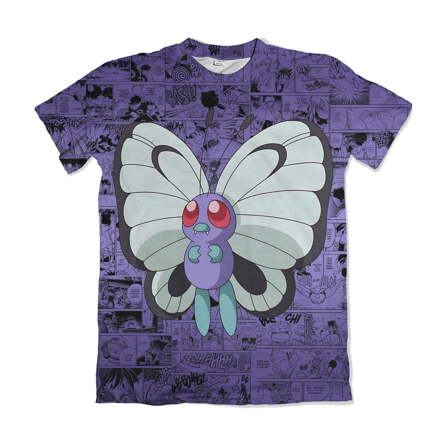 Camiseta Pokemón - Butterfree, Mangá - Roxo