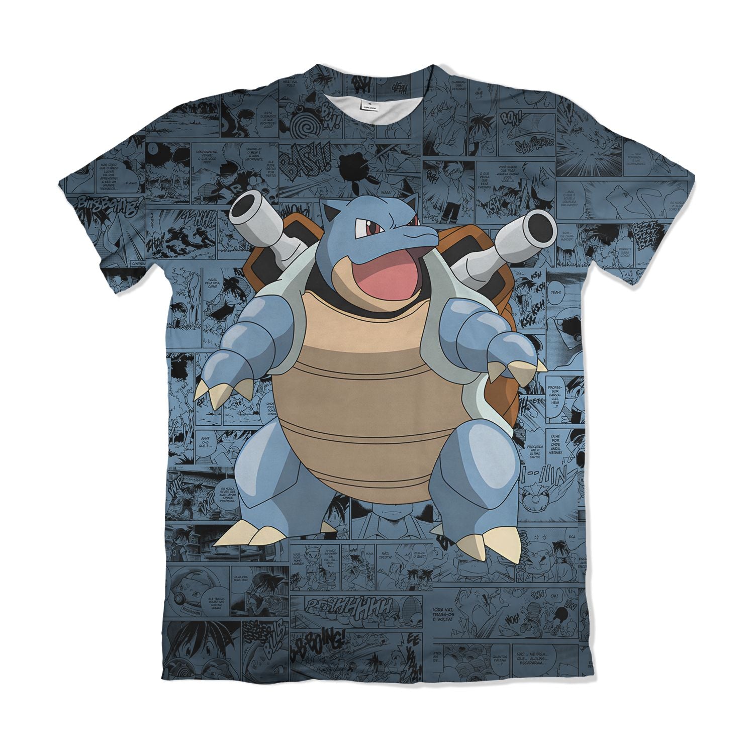 Camiseta Pokemón - Blastoise, Mangá - Azul