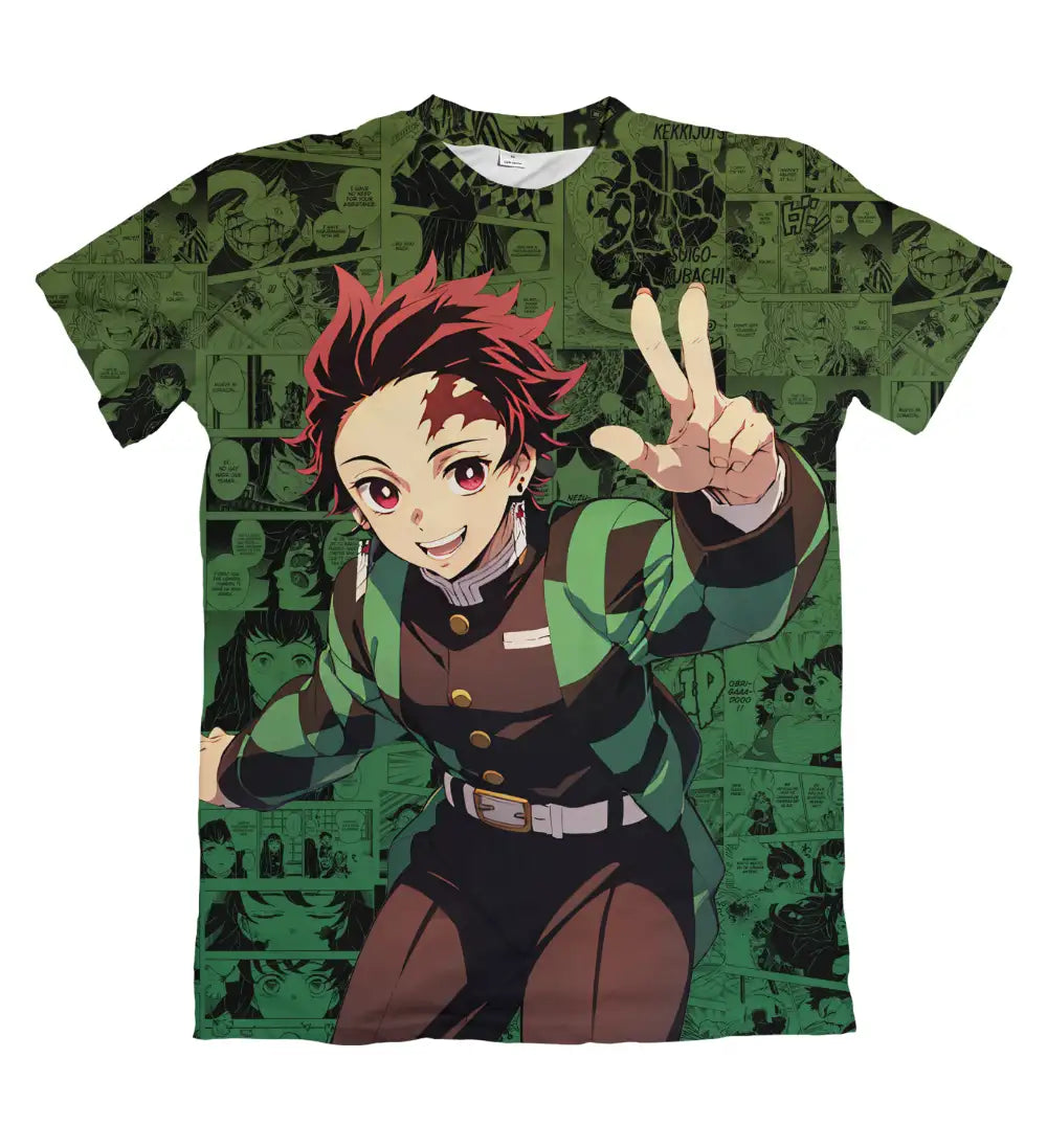 Camiseta Demon Slayer Manga Tanjiro Kamado Variação 1 Dry-Fit Premium Unissex