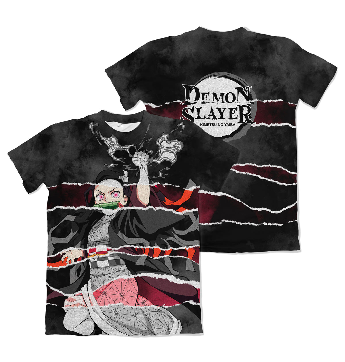 Camiseta Demon Slayer Nezuko Efeito Rasgado Dry-Fit Premium Unissex