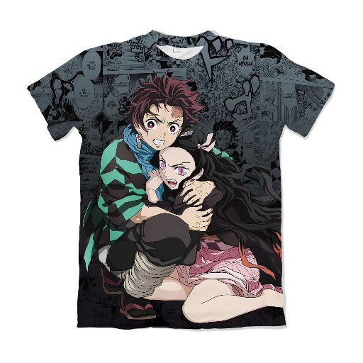 Camiseta Demon Slayer Tanjiro e Nezuko 3 Dry-Fit Premium Unissex