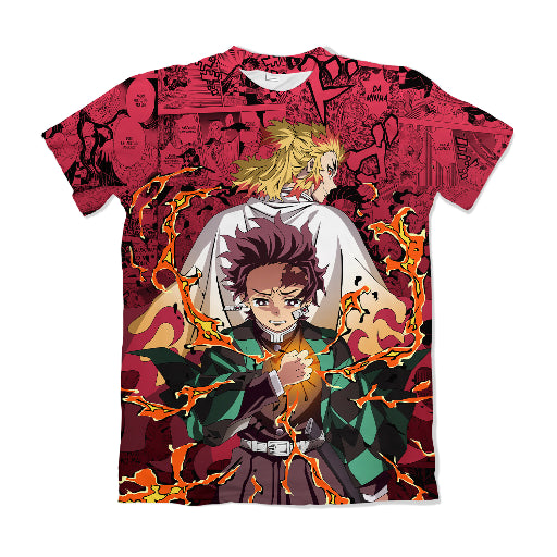 Camiseta Demon Slayer Tanjiro e Rengoku 1 Dry-Fit Premium Unissex