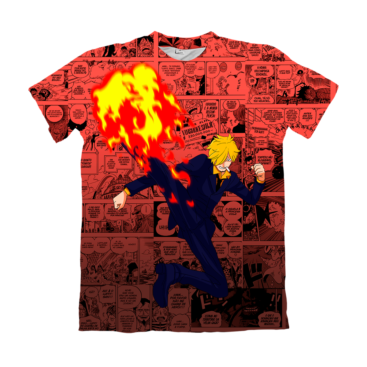 Camiseta One Piece Sanji Timeskip Chute Fogo