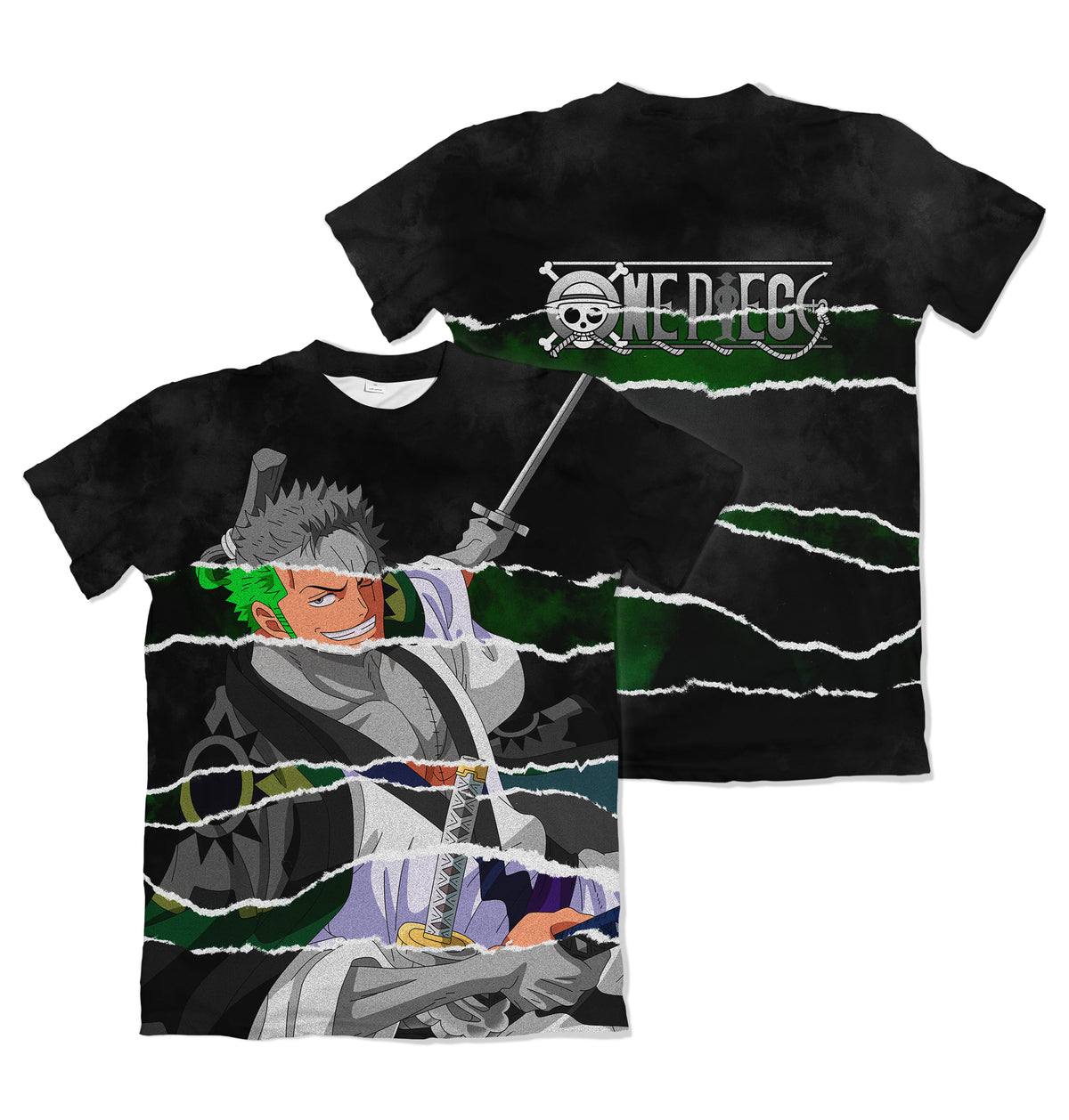 Camiseta One Piece Zoro Efeito Rasgado Dry-Fit Premium Unissex
