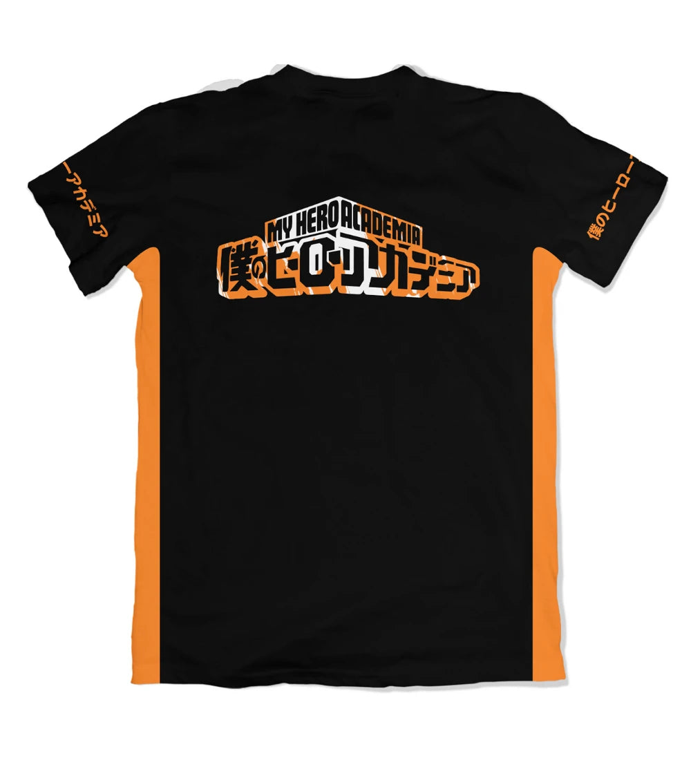 Camiseta My Hero Academia Kanji Bakugou Logo Faixa Laranja