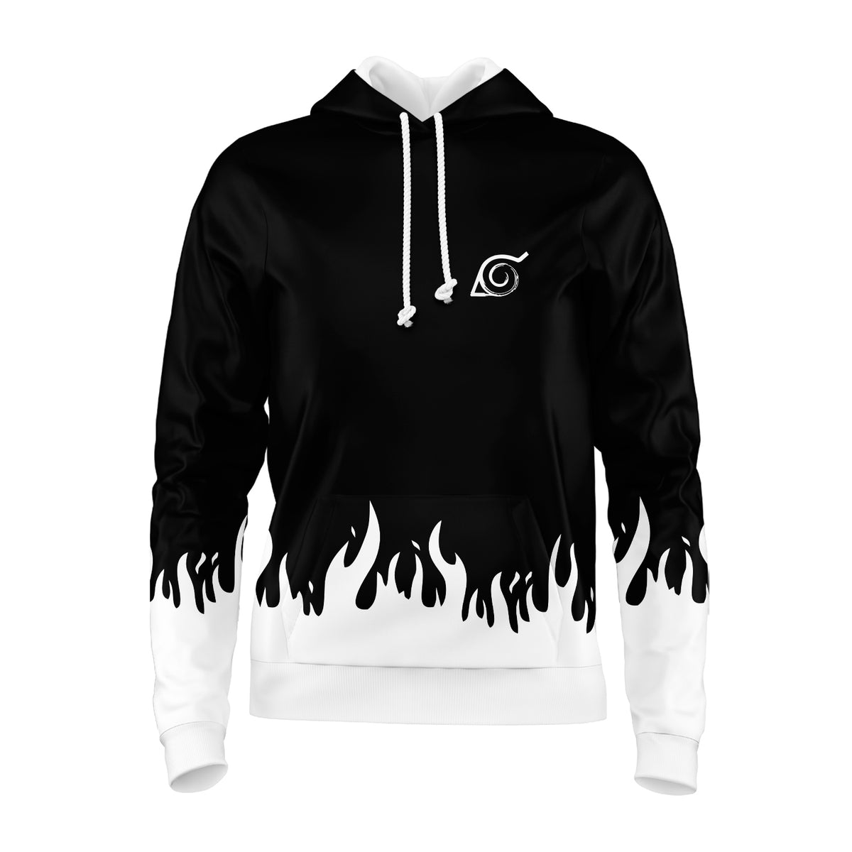 Moletom Naruto Uniforme Hokage Preto e Branco Premium Unissex