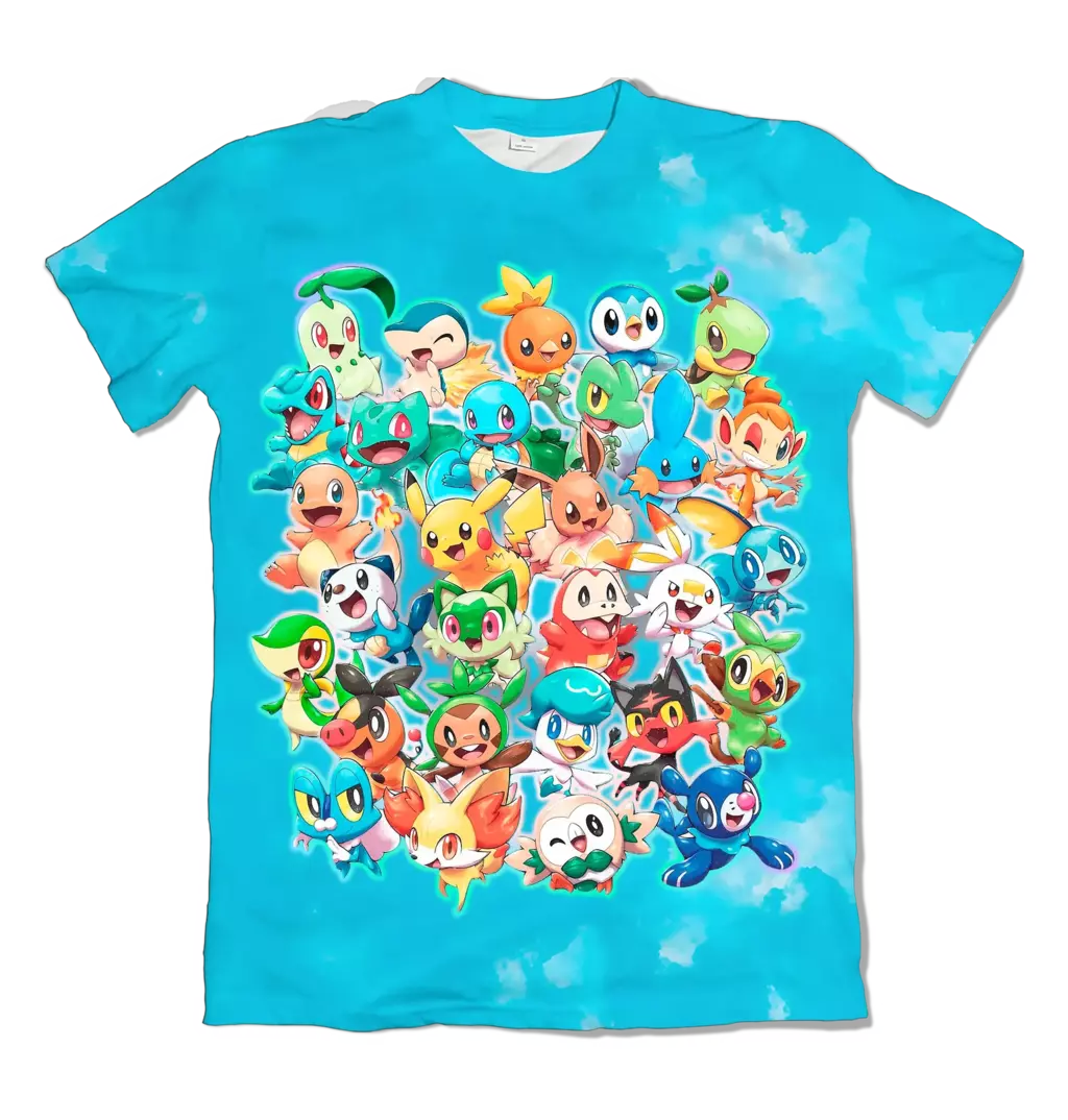 Camiseta Pokémon Crossover Iniciais Dry-Fit Premium Unissex
