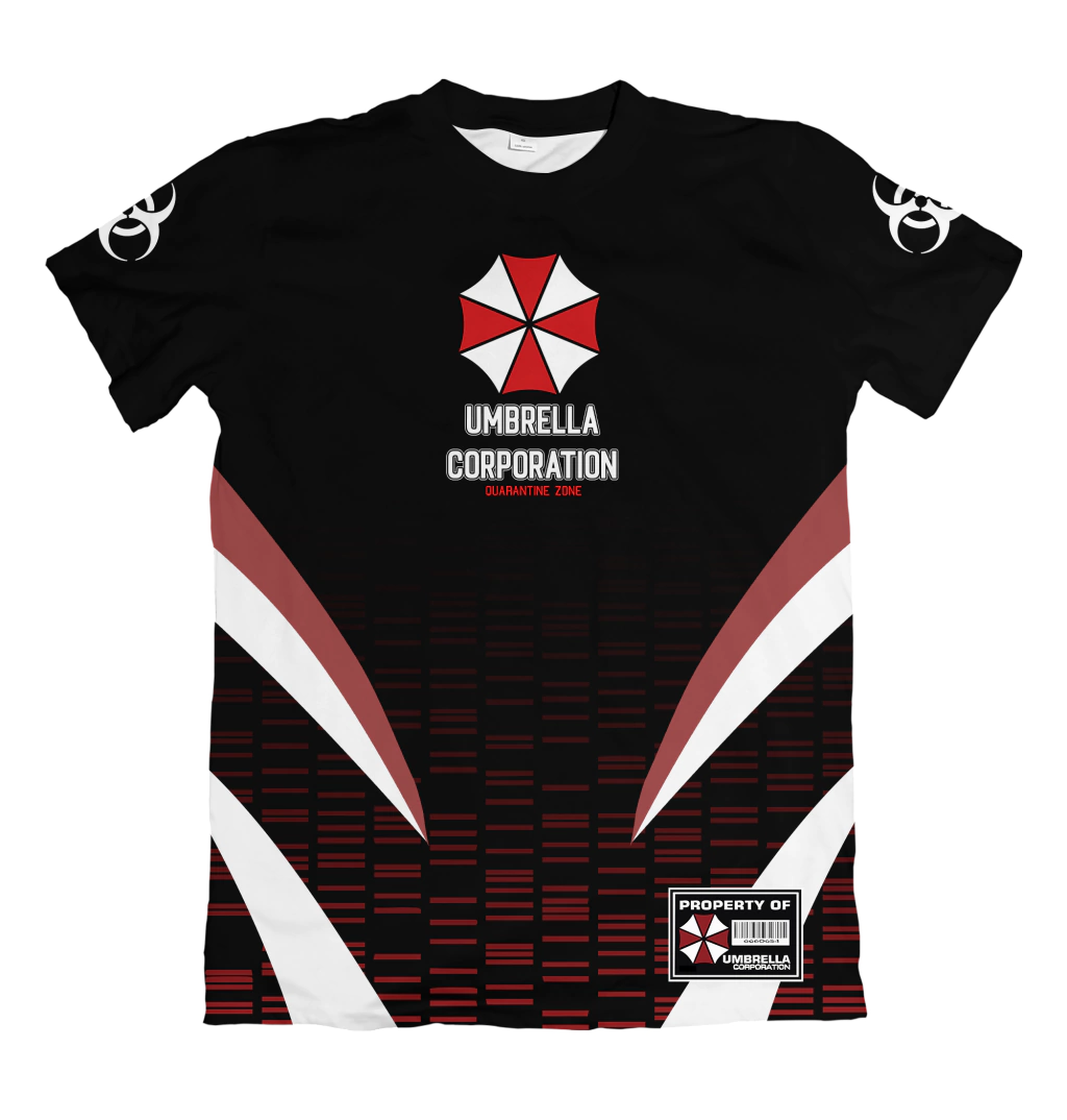 Camiseta Resident Evil Umbrella (Nome e Número Personalizável) Dry-Fit Premium Unissex