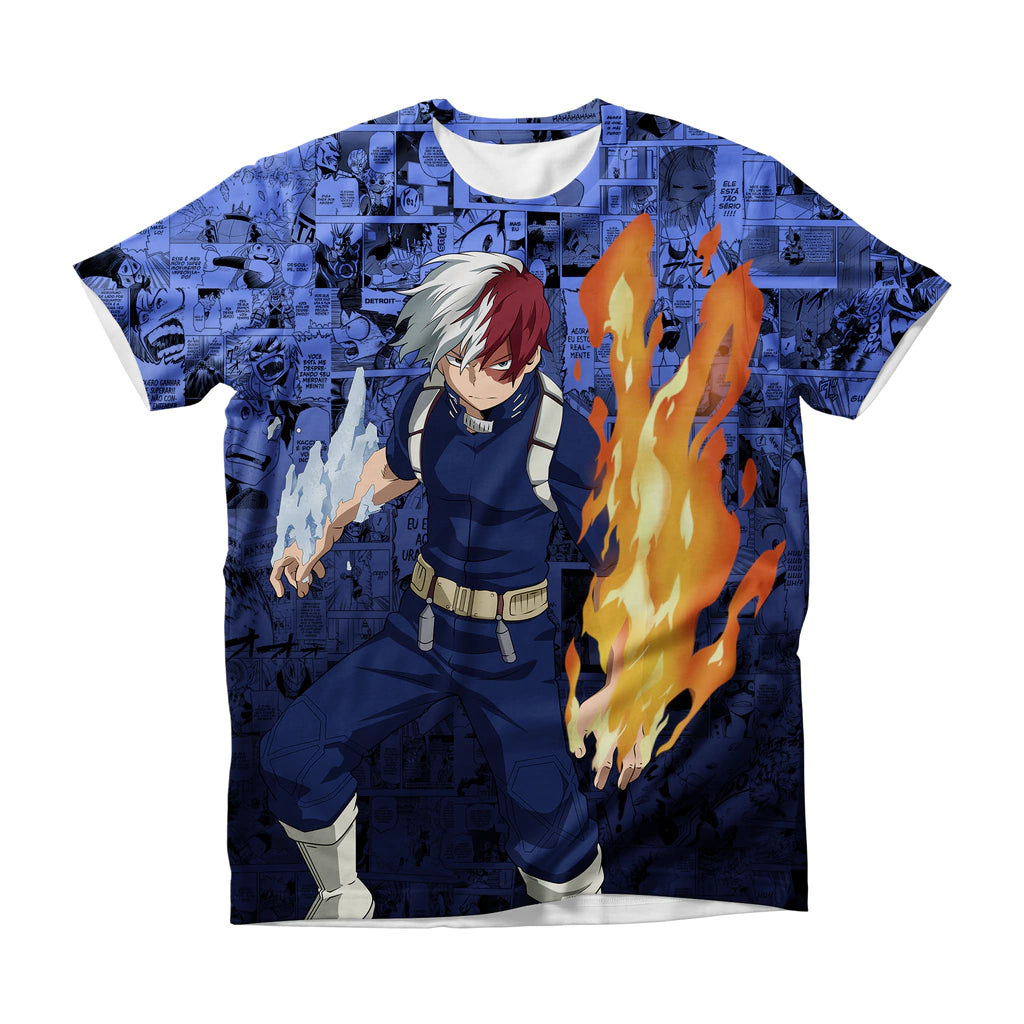 Camiseta My Hero Academia Shoto Todoroki Ice & Flame Dry-Fit Premium Unissex