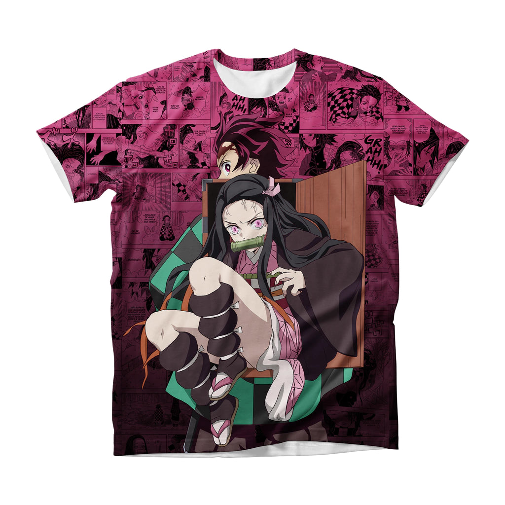 Camiseta Demon Slayer Tanjiro e Nezuko Oni Dry-Fit Premium Unissex