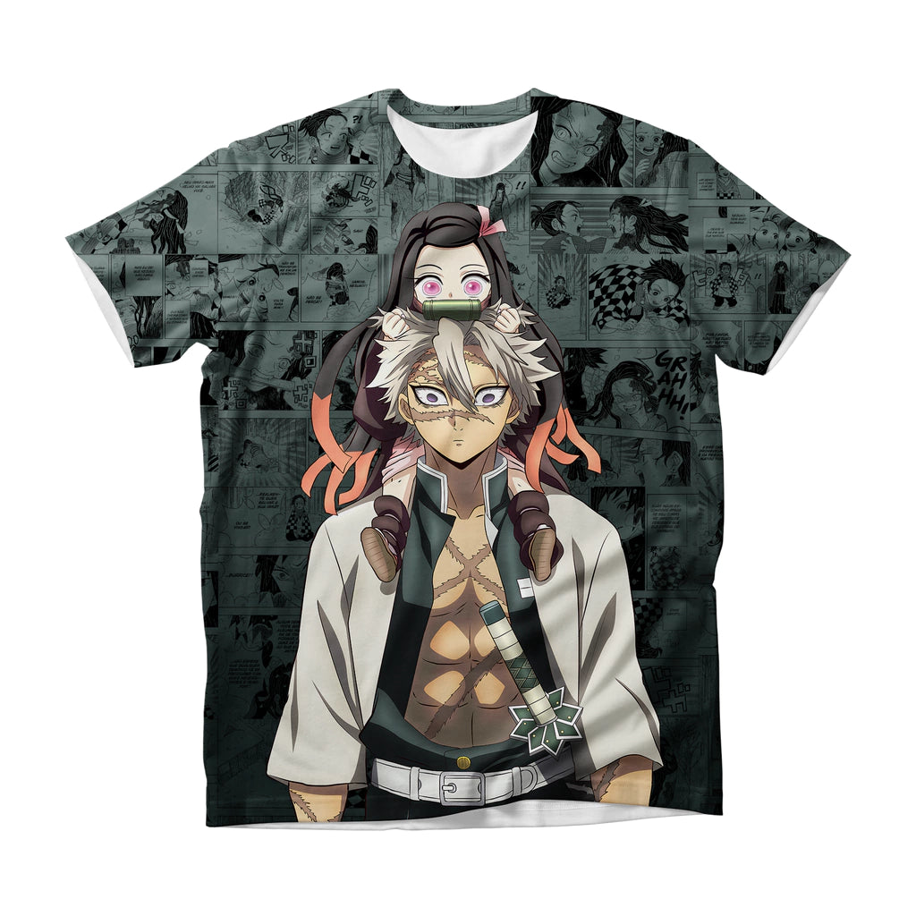 Camiseta Demon Slayer Sanemi e Mini Nezuko Dry-Fit Premium Unissex