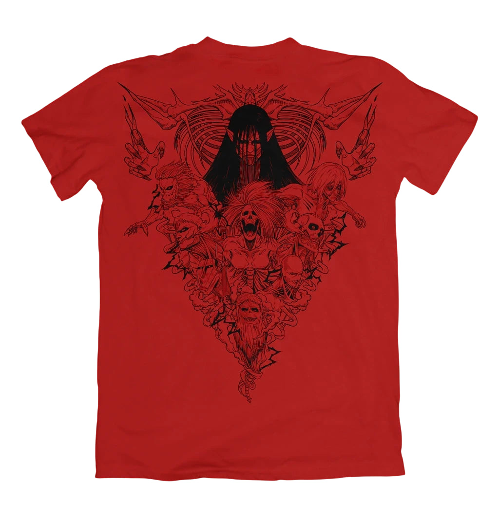 Camiseta Attack on Titan Titans Red Dry-Fit Premium Unissex