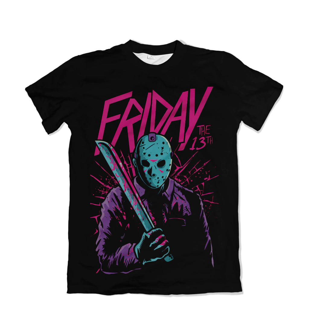 Camiseta Icons of Horror Jason Friday Efeitos Roxos Dry-Fit Premium Unissex