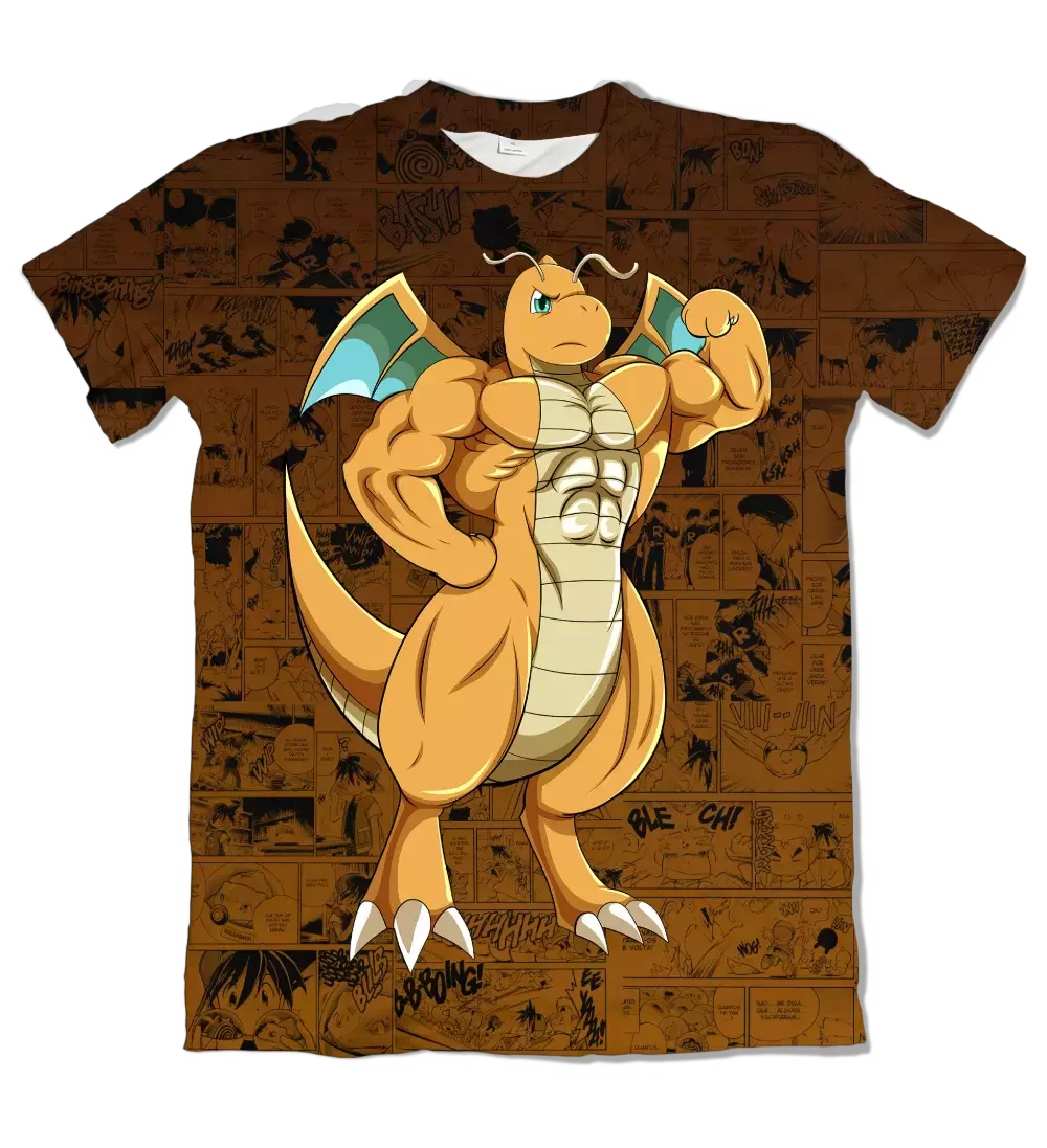 Camiseta Pokémon Dragonite Bombado Dry-Fit Premium Unissex