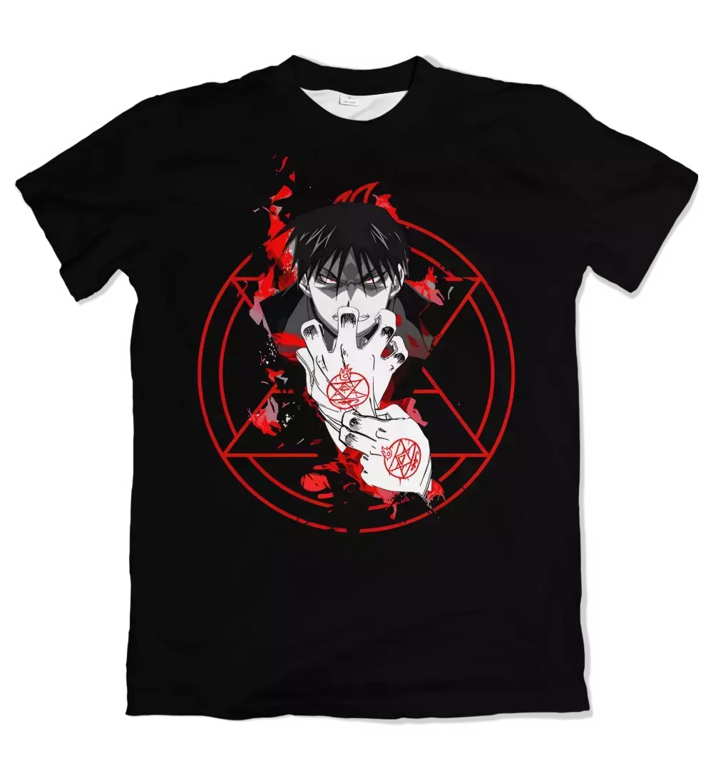 Camiseta Fullmetal Alchemist Mustang Vermelho Dry-Fit Premium Unissex