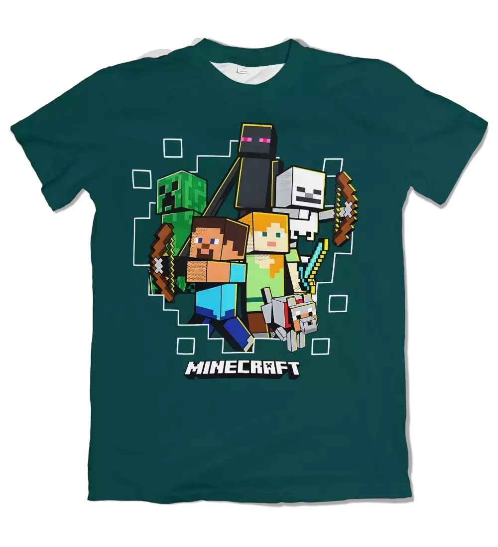 Camiseta Minecraft Steve e Grupo Dry-Fit Premium Unissex