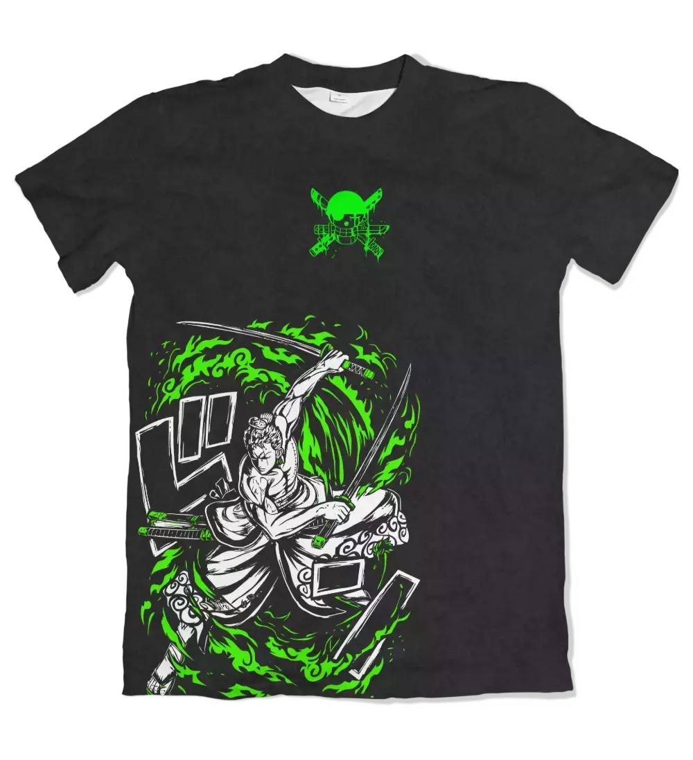 Camiseta One Piece Pirata Verde Dry-Fit Premium Unissex