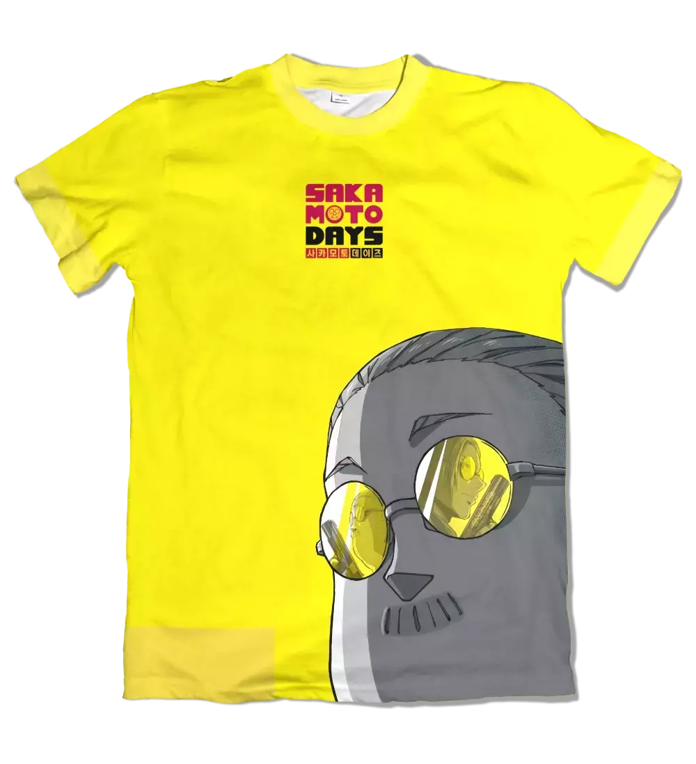 Camiseta Sakamoto Days Face Amarelo Dry-Fit Premium Unissex