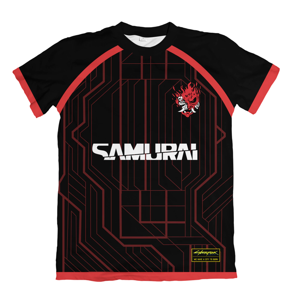 Camiseta Cyberpunk 2077 SAMURAI (Nome e Número Personalizável) Dry-Fit Premium Unissex