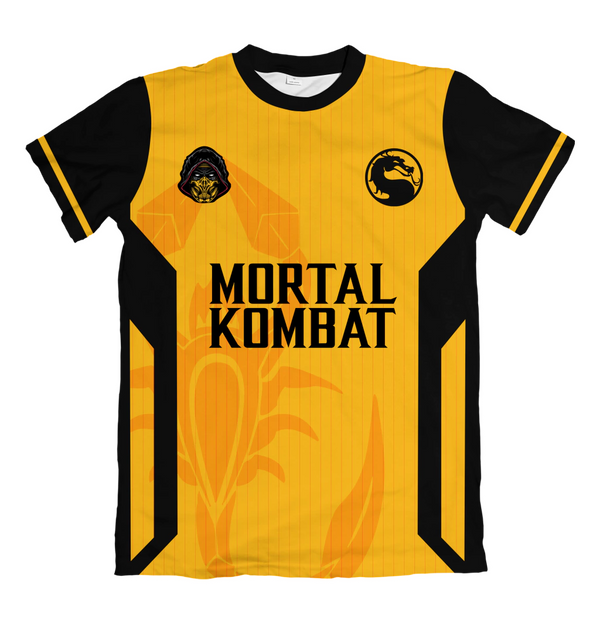 Camiseta Mortal Kombat Scorpion Edition (Nome e Número Personalizável) Dry-Fit Premium Unissex