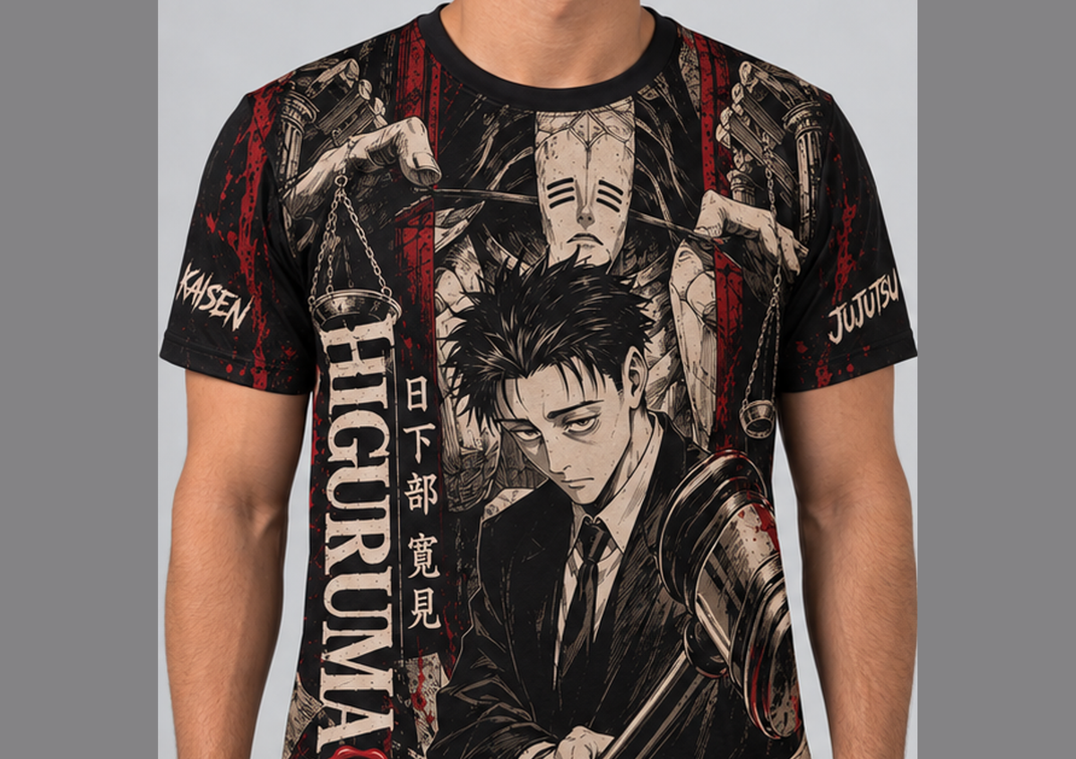 Camiseta Jujutsu Kaisen Higuruma Jogo do Abate Dry-Fit Premium Unissex — modelo frente