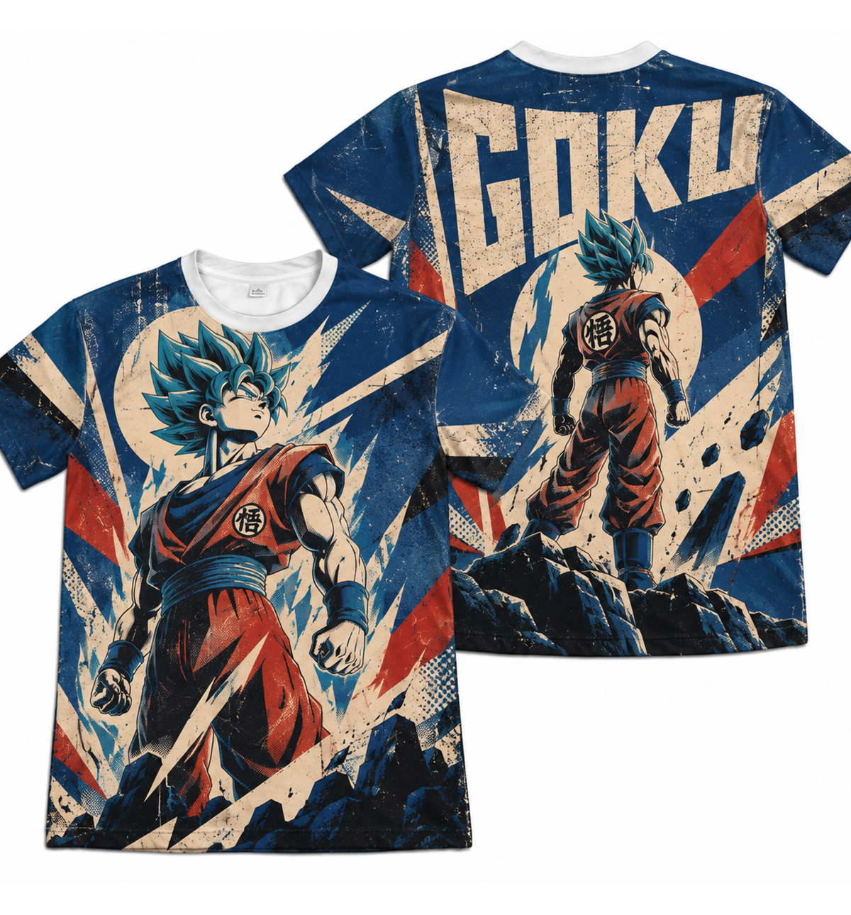 Camiseta Dragon Ball Goku Blue Construtivista Era Beerus Dry-Fit Premium Unissex