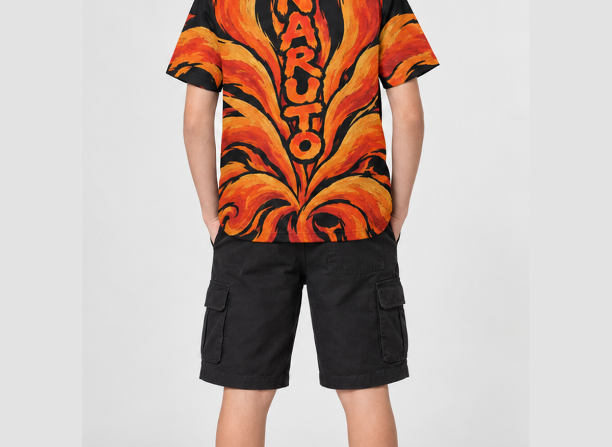 Camiseta Naruto Kurama Nove Caudas Chakra Dry-Fit Premium Unissex — modelo costas