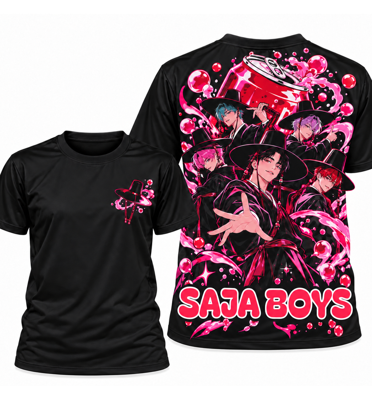 Camiseta K-Pop Demon Hunters Saja Boys Lata de Soda Guerreiras do K-Pop Dry-Fit Premium Unissex