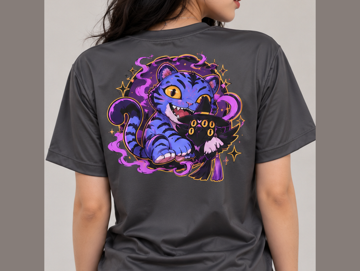 Camiseta K-Pop Demon Hunters Jinu Pôster Guerreiras do K-Pop Dry-Fit Premium Unissex — modelo costas