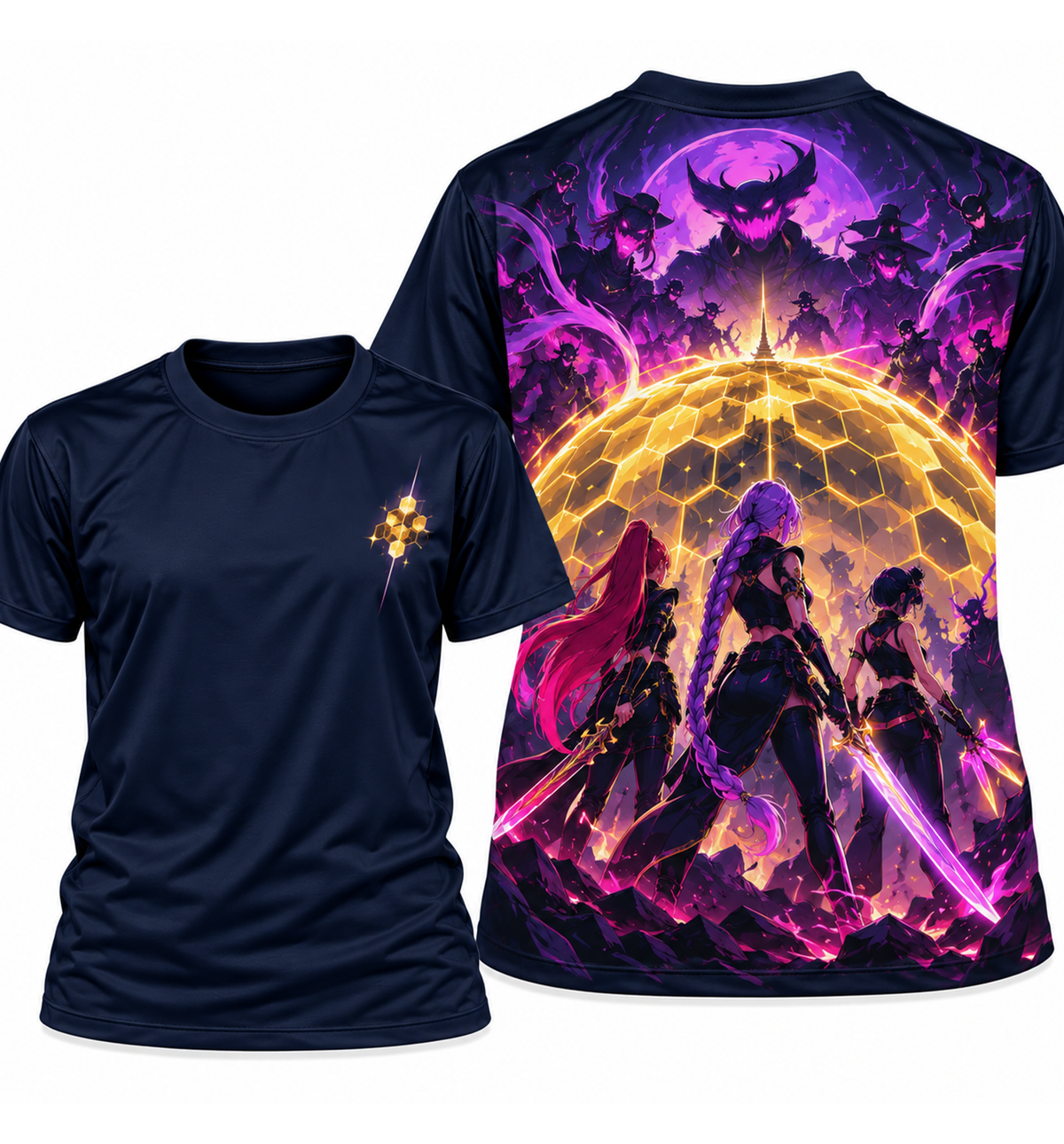Camiseta K-Pop Demon Hunters Takedown Honmoon Guerreiras do K-Pop Dry-Fit Premium Unissex