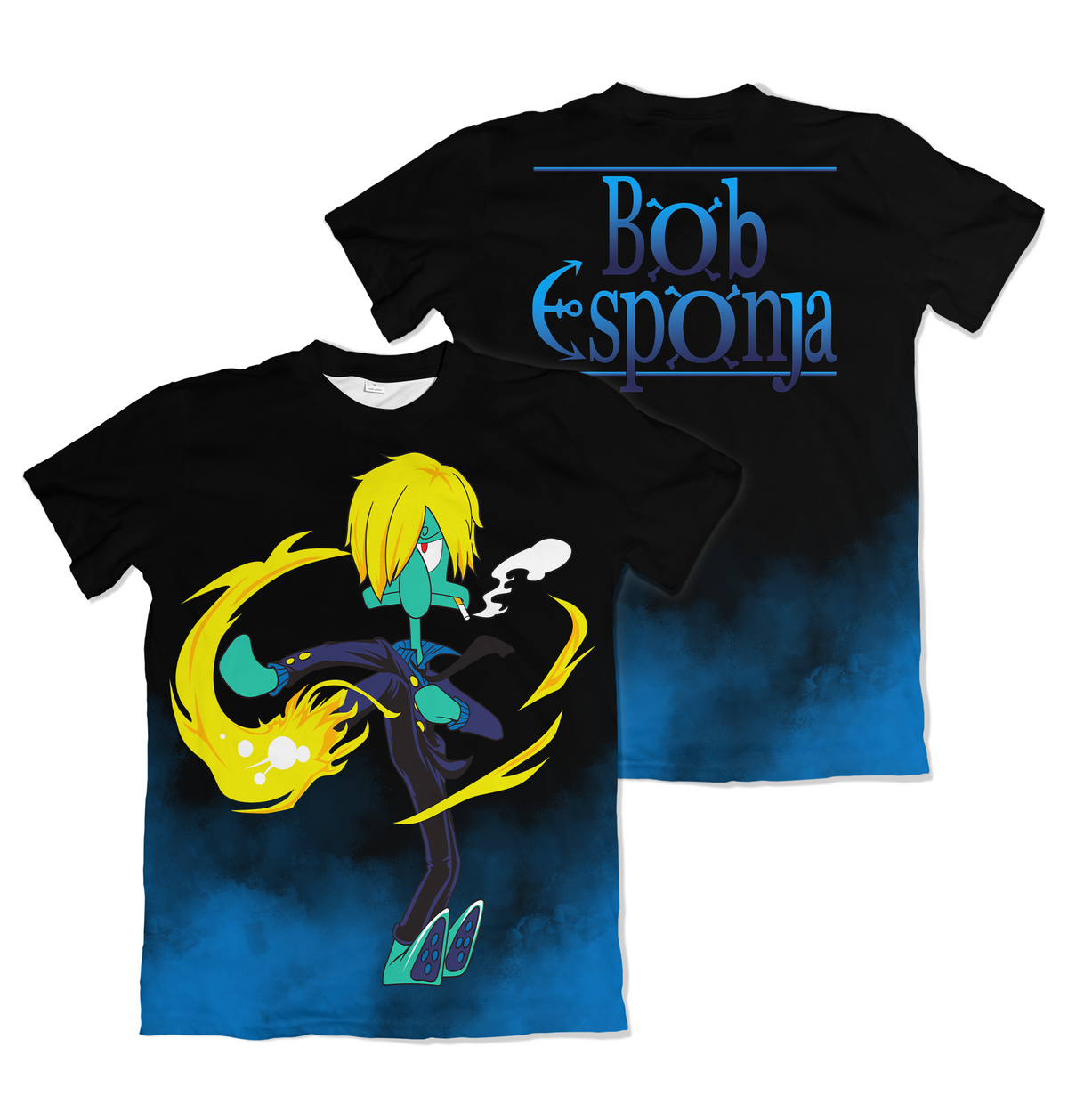 Camiseta One Piece x Bob Esponja Lula Molusco Sanji Dry-Fit Premium Unissex