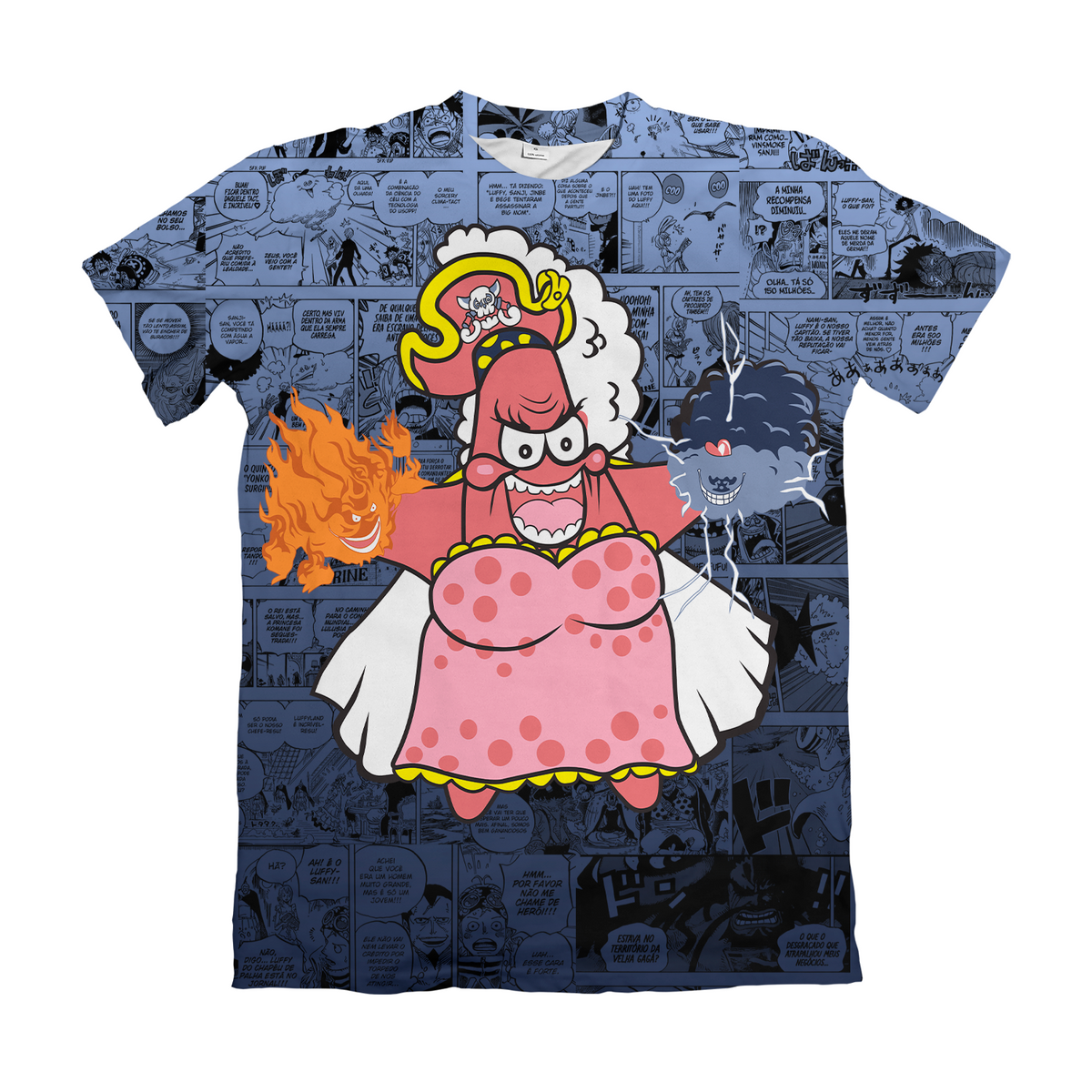 Camiseta One Piece x Bob Esponja Big Mom Mangá Dry-Fit Premium Unissex