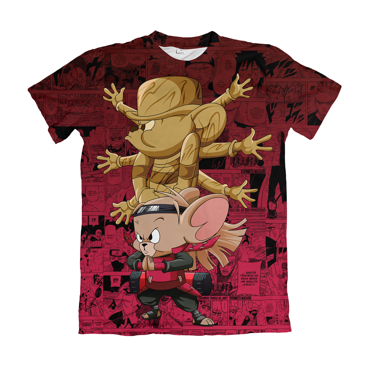 Camiseta Naruto x Tom e Jerry Jerry Hashirama Mokuton Mangá Dry-Fit Premium Unissex
