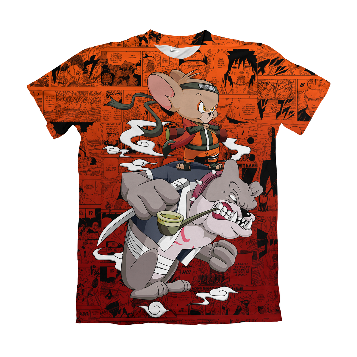 Camiseta Naruto x Tom e Jerry Jerry e Invocação Mangá Dry-Fit Premium Unissex