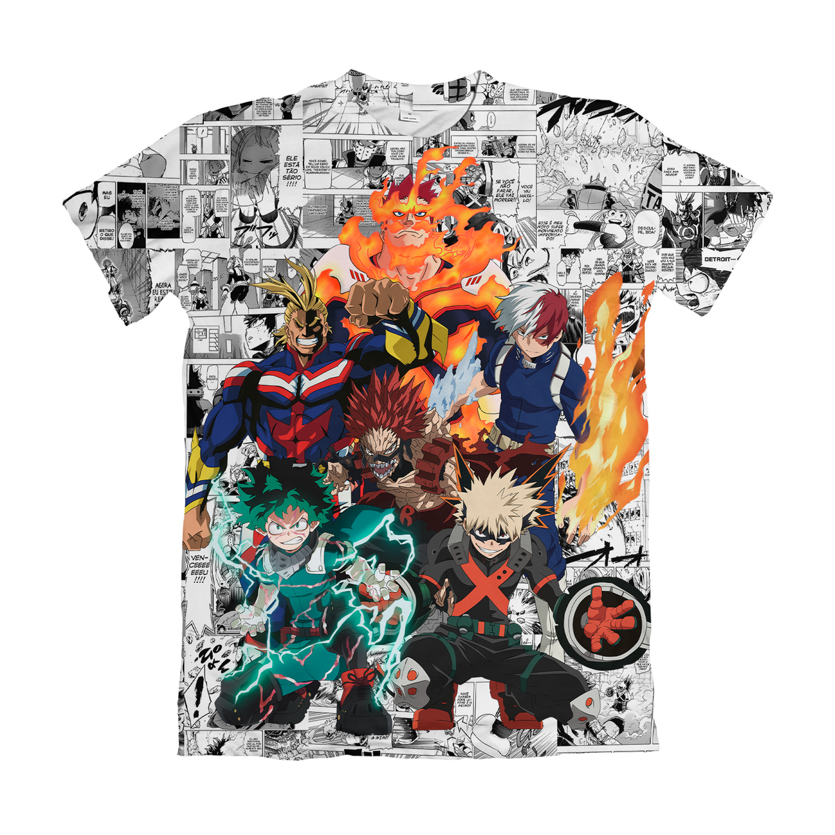 Camiseta My Hero Academia Turma Mangá Branco Dry-Fit Premium Unissex