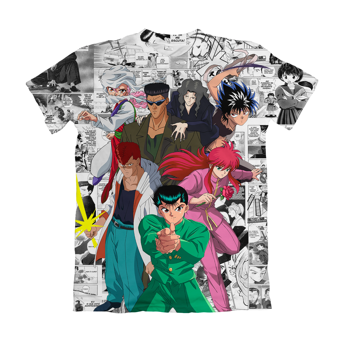 Camiseta Yu Yu Hakusho Turma Mangá Branco Dry-Fit Premium Unissex