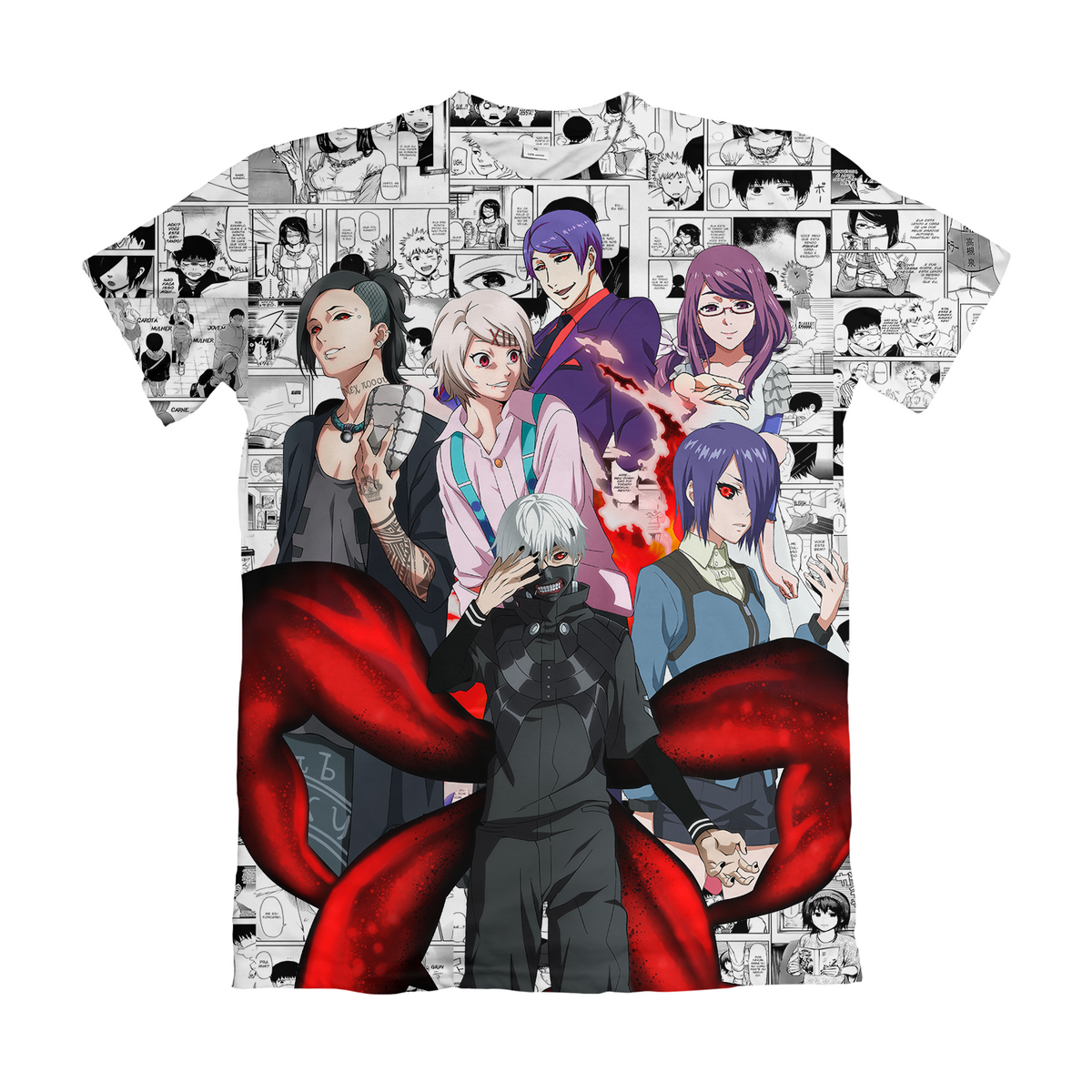 Camiseta Tokyo Ghoul Turma Mangá Branco Dry-Fit Premium Unissex