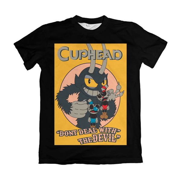 Camiseta Cuphead Don't Deal with the Devil Pôster Amarelo