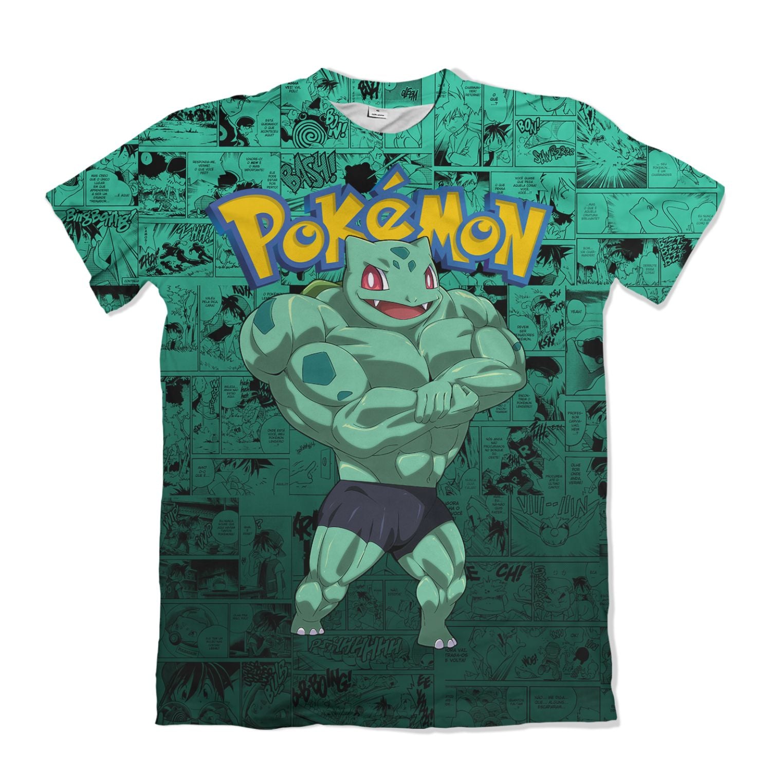 Camiseta Pokemón - Bulbassauro Bombado, Mangá - Verde