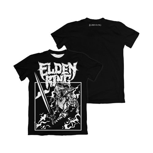 Camiseta Elden Ring Logo Metal Cavaleiro