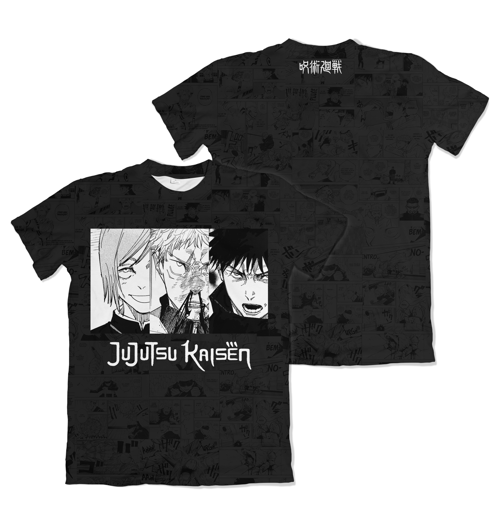 Camisa Jujutsu Kaizen - Itadori Yuji - Megumi Fushiguro - Kugisaki Nobara - Preto